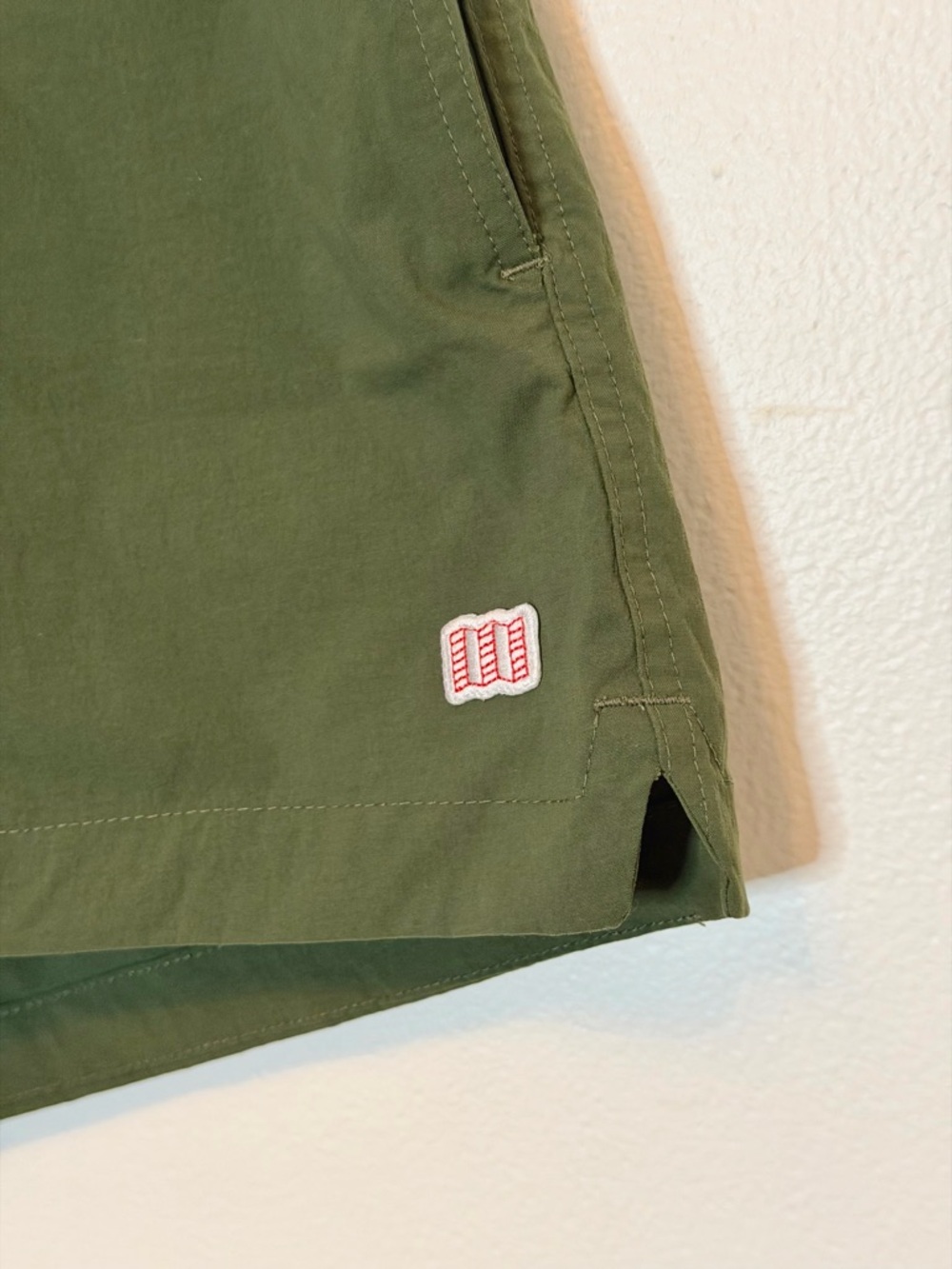 Topo Designs Women’s Global Shorts in Olive Green Ripstop with Black Pocket - Picture 4 of 4
